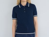 Джемпер поло в рубчик, Синий