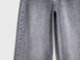 Джинсы Loose Wide с эффектом стирки для девочек, Серый