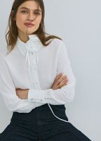 Блузка с декоративным цветком, Белый