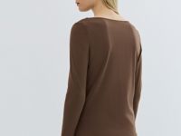 Лонгслив с квадратным вырезом, Коричневый