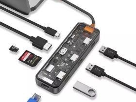 Адаптер Wiwu Cyber HUB USB-C 7 в 1 на 3xUSB 3.0/SD/TF (3.0)/HDMI (4K30)/PD (CB007) (Gray)