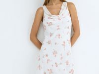 Платье из шифона с принтом и драпировкой, Белый