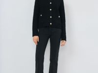 Укороченный кардиган из махровой пряжи, Черный