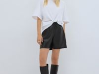 Шорты из искусственной кожи, Черный