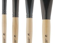 Кисть щетина №22 плоская укороченная Альбатрос "Хобби" длинная ручка