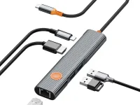 Адаптер WIWU Travel 5 в 1 Type-C на USB 3.0х2/Type-C/RJ45/HDMI (WI-HB8005) (Grey)