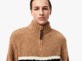 Мужской свитер Lacoste с высоким воротом на молнии свободного кроя