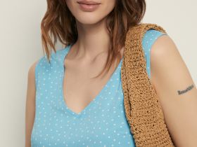 Сарафан силуэта трапеция с принтом в горошек