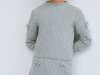 Свитер с бантами для девочек, Серый