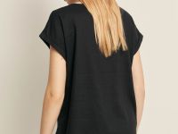 Блузка с коротким рукавом и добавлением льна