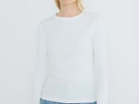 Лонгслив с эффектом стирки, Белый