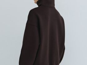 Толстовка с принтом и воротником на молнии, Коричневый