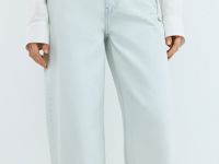 Джинсы Баррел с высокой посадкой, Голубой