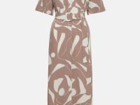 Платье макси на пуговицах с коротким рукавом и ремнем