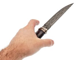 Авторский нож Коршун, сталь мозаичный дамаск, подарочная шкатулка