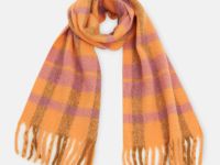 Шарф с добавлением шерсти в клетку