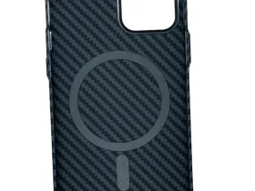 Чехол-накладка PiBlue Magentic Series Magsafe для Apple iPhone 14 Pro (карбоновый в полоску черно-серый)