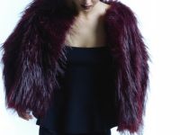 Укороченная шуба из искусственного меха, Фиолетовый