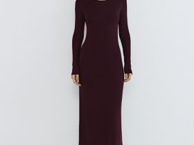 Облегающее вязаное платье, Фиолетовый