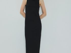 Трикотажное платье-майка в рубчик, Черный