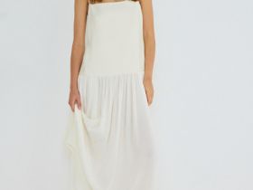 Платье А-силуэта на тонких бретелях, Бежевый