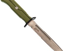 Тактический нож Mr.Blade Leshiy serrated stonewash, сталь AUS-8, рукоять OD Green Elastron