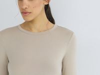 Лонгслив с содержанием модала и шёлка, Бежевый