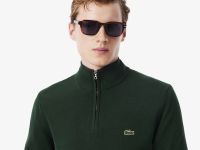 Мужской хлопковый свитер Lacoste на молнии с высоким воротом