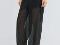 Полупрозрачные брюки из органзы, Черный