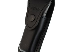 Выкидной многопредметный нож Mikov Predator, сталь 420, рукоять рог буйвола, кожаный чехол