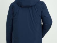 Пуховое полупальто с капюшоном и воротником-стойкой