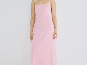 Платье макси на тонких бретелях, Розовый