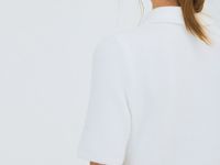 Джемпер из пушистой пряжи с коротким рукавом, Белый