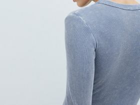 Лонгслив в рубчик, Синий