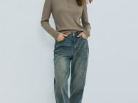 Лонгслив с пуговицами, Бежевый