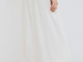 Миди-юбка с эластичным поясом, Белый