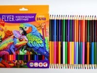 Набор карандашей цветных двухсторонних FLYER "Хамелеон/Попугай" 24 карандаша/48 цветов, трехгранная