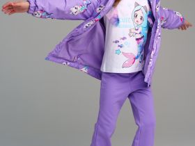 Куртка текстильная с полиуретановым покрытием для девочек (ветровка)