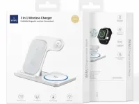 Беспроводное зарядное устройство WIWU Wireless Charger 15W 3 в 1 для iPhone/Apple Watch/AirPods складное (WI-W020) (белый)