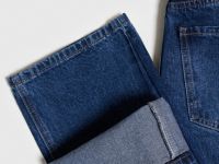 Прямые джинсы с высокой посадкой, Синий