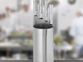 Набор из 4 ножей и подставки Samura Bamboo в подарочной коробке SBA-5, сталь AUS-8, рукоять нержавеющая сталь