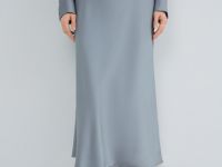 Атласная юбка миди А-силуэта, Серый