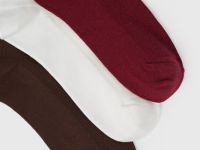 Носки в рубчик, 3 пары, Белый