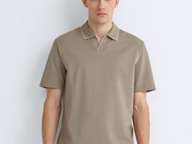Поло из шелковистого пике, Бежевый