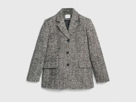 Однобортный жакет с шерстью, Коричневый