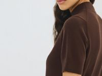 Джемпер с коротким рукавом, Коричневый