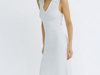 Вязаное платье с воротником-поло, Бежевый