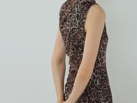 Платье из сетки с леопардовым принтом, Бежевый