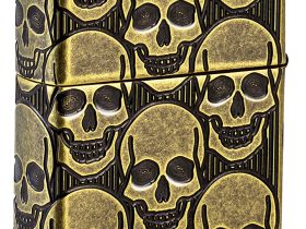 Зажигалка ZIPPO Armor® Cackling Cranium с покрытием Antique Brass, латунь/сталь, золотистая, матовая, 38x13x57 мм