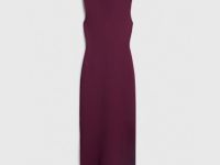 Вязаное платье в рубчик с воротником-стойкой, Фиолетовый